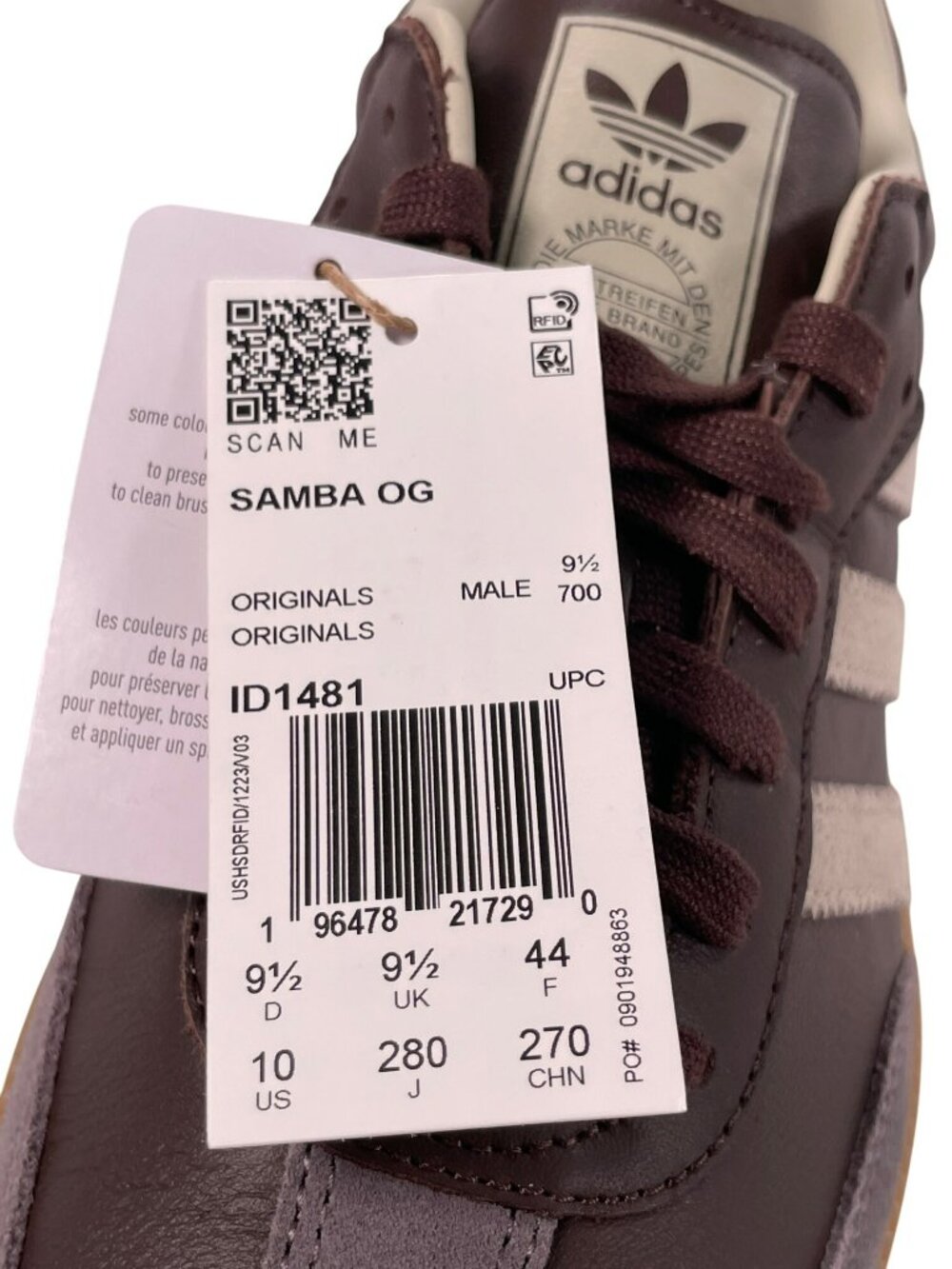 Adidas Samba OG Brown/Putty Leather Athletic Casual Sneakers Men's Size 10 NEW - Picture 8 of 11